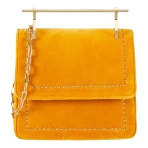 M2Malletier Mini Velvet Marigold Orange Studded Top Handle Crossbody Bag NWT